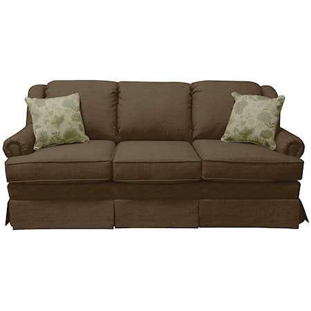 Traditional Skirted Sofa with Rolled Arms