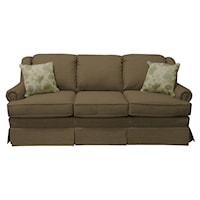 Traditional Skirted Sofa with Rolled Arms