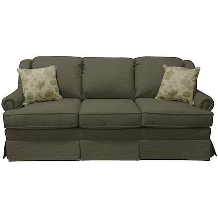 Traditional Skirted Sofa with Rolled Arms