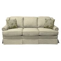 Traditional Skirted Sofa with Rolled Arms