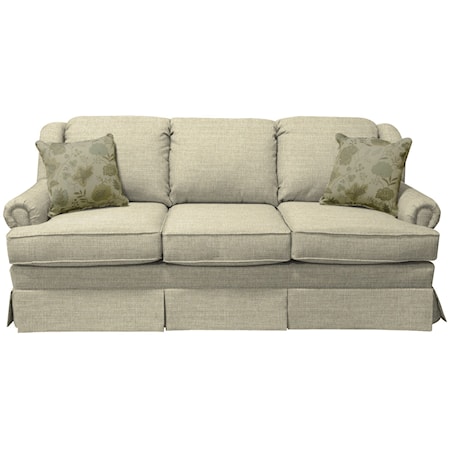 Traditional Skirted Sofa with Rolled Arms