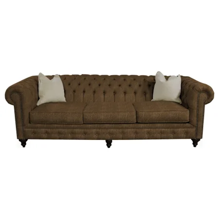 Traditional Sofa with Tufted Back and Arms