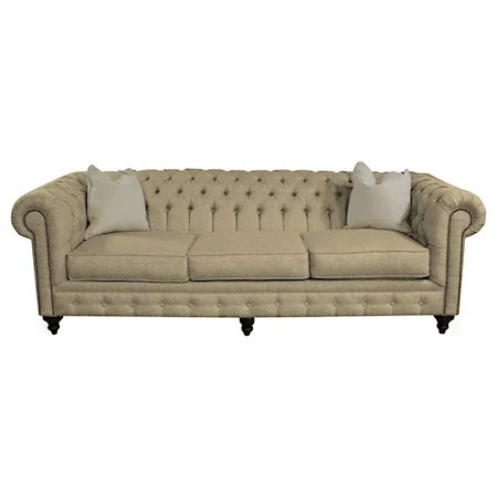 Traditional Sofa with Tufted Back and Arms