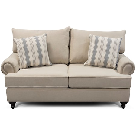 Traditional Loveseat with Rolled Arms