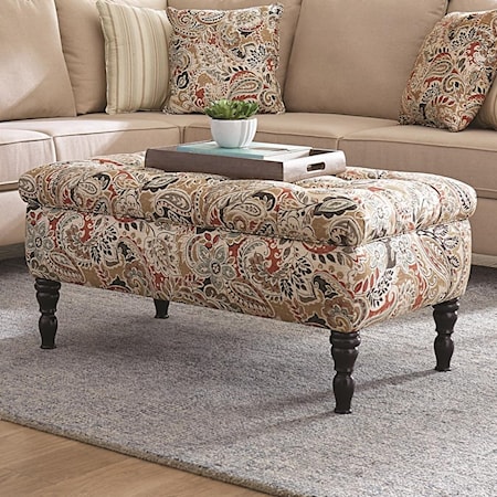 Traditional Ottoman with Turned Legs