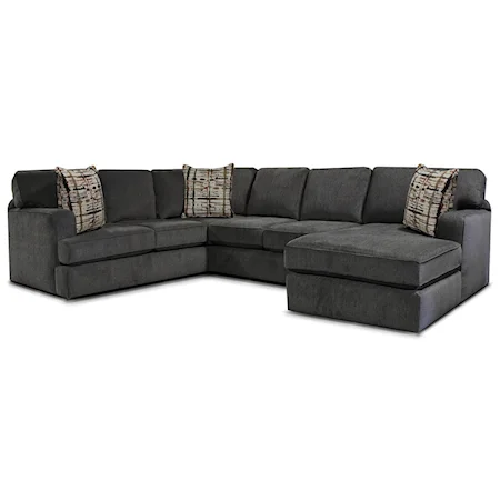 Casual 3-Piece Sectional with Track Arms