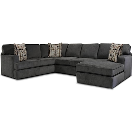 Casual 3-Piece Sectional with Track Arms