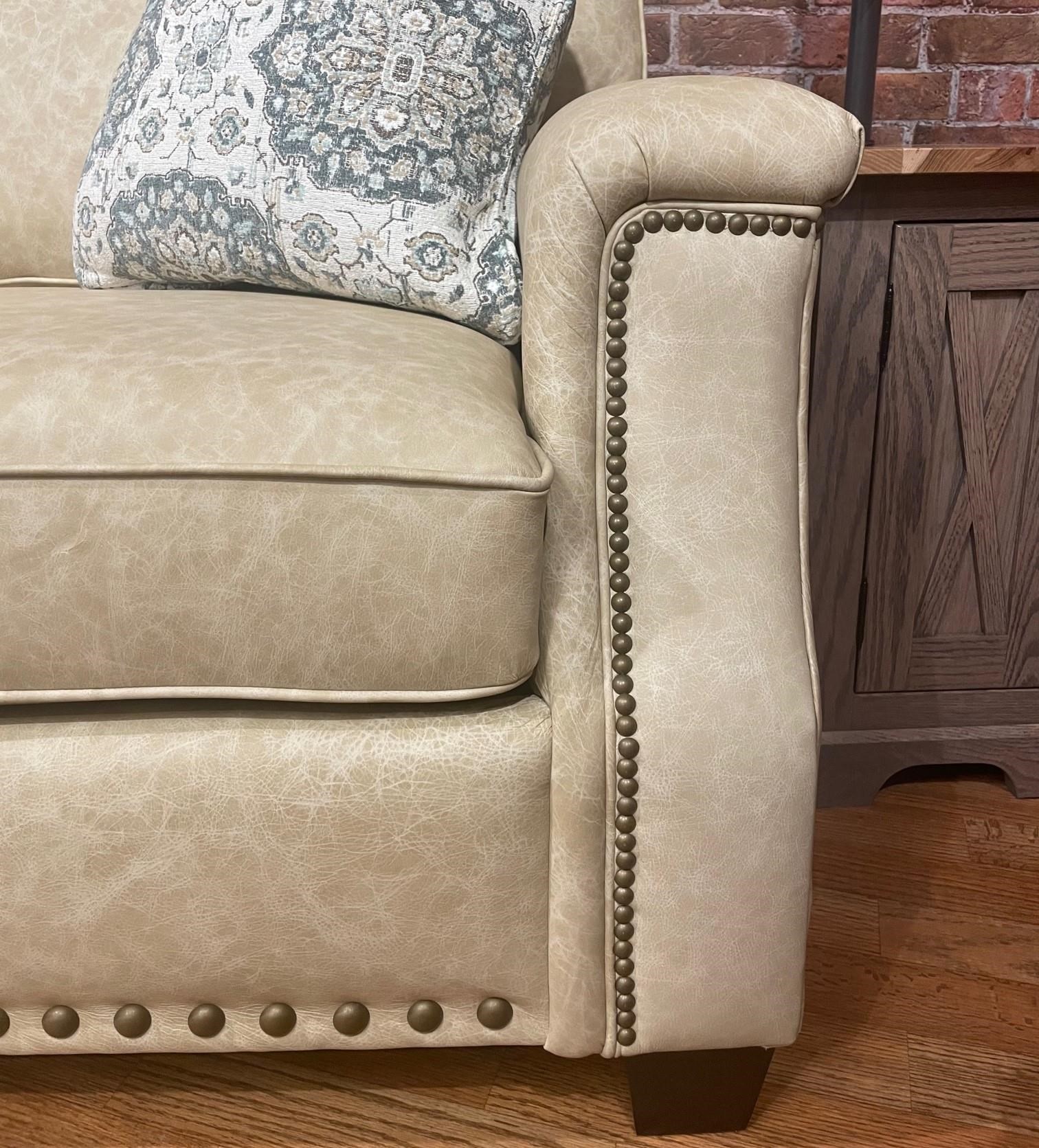 England Salem 25021100104200 Transitional Leather Sofa with Nailhead