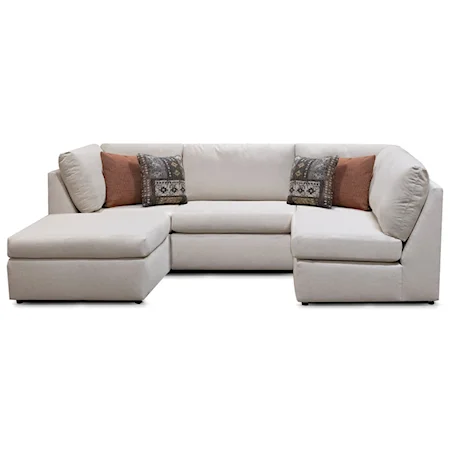 Casual 5-Piece Armless Sectional with Low Block Legs