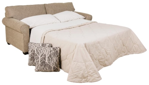 Casual Queen Sleeper Sofa with Rolled Arms