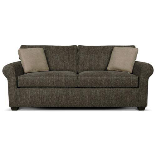 Casual Queen Sleeper Sofa with Rolled Arms
