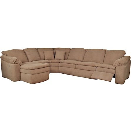 Six Seat Sectional Sofa with Attached Chaise Component