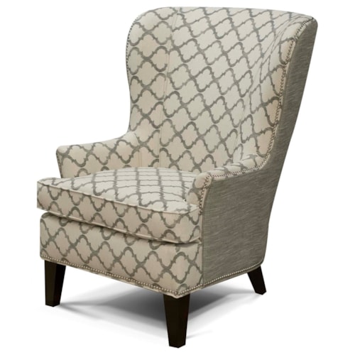 Transitional Wing Back Accent Chair with Tapered Legs