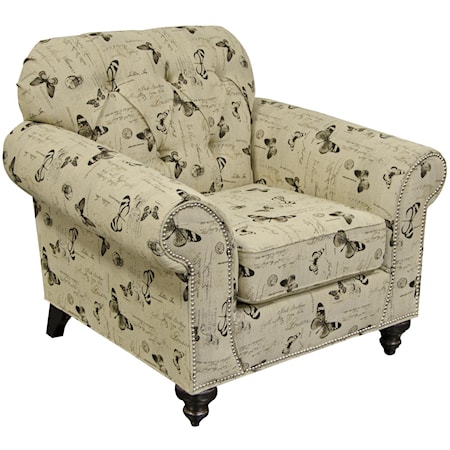 Transitional Chair with Nailheads and Tufted Seat Back