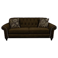 Transitional Sofa with Nailheads and Button Tufted Seat Back