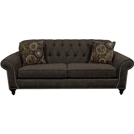 Transitional Sofa with Nailheads and Button Tufted Seat Back