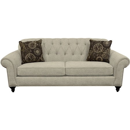 Transitional Sofa with Nailheads and Button Tufted Seat Back