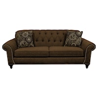 Transitional Sofa with Nailheads and Button Tufted Seat Back