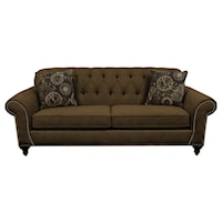 Transitional Sofa with Nailheads and Button Tufted Seat Back