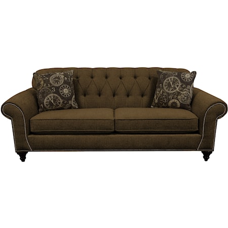 Transitional Sofa with Nailheads and Button Tufted Seat Back