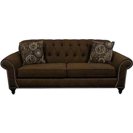 Transitional Sofa with Nailheads and Button Tufted Seat Back