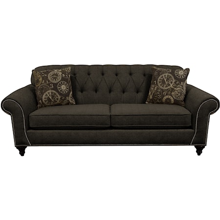 Sofa with Nailheads and Button Tufted Seat Back