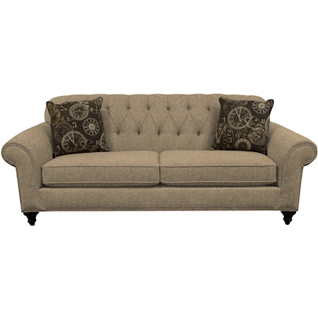 Transitional Sofa with Nailheads and Button Tufted Seat Back