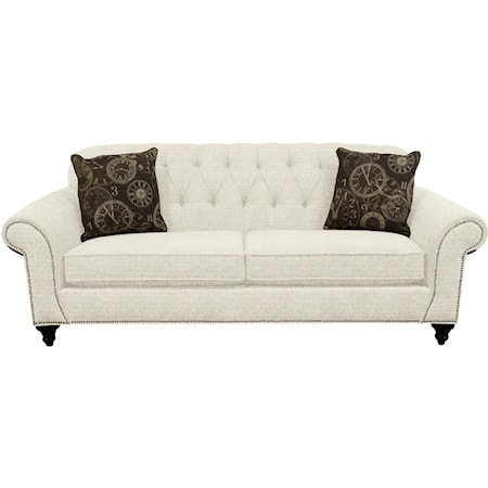 Transitional Sofa with Nailheads and Button Tufted Seat Back