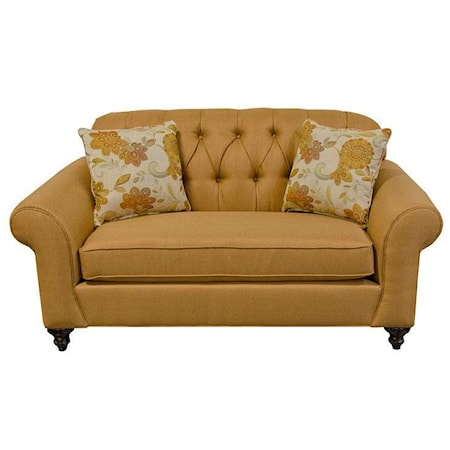 Transitional Loveseat with Tufted Seat Back