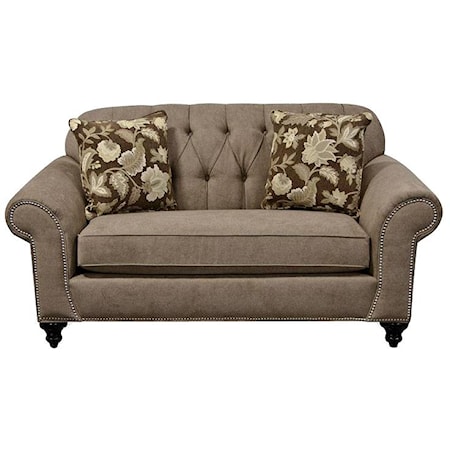 Loveseat with Nailheads and Tufted Seat Back