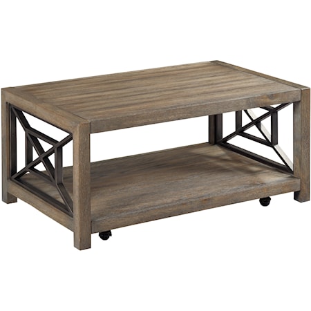 Transitional Small Rectangular Cocktail Table with Casters