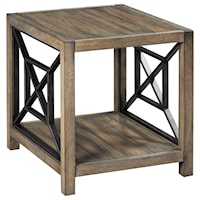 Transitional Rectangular End Table with Metal Accents