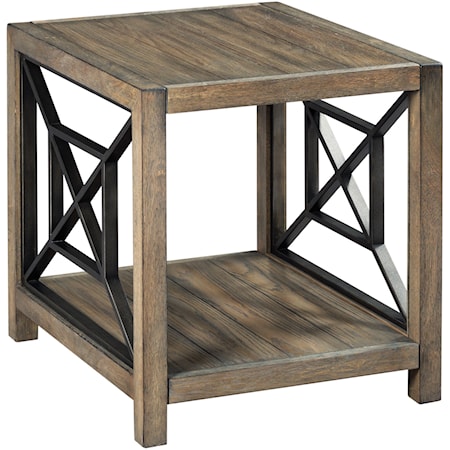 Transitional Rectangular End Table with Metal Accents
