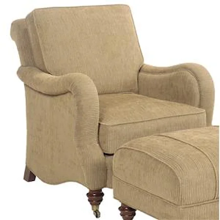 Upholstered Lounge Chair with Turned Feet and Casters 