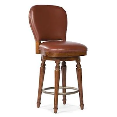 Leather Counter Stool with Nailhead Trim