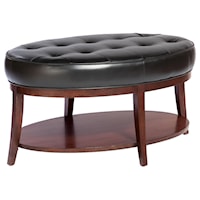 Oval Cocktail Ottoman with Tufted Seat Top