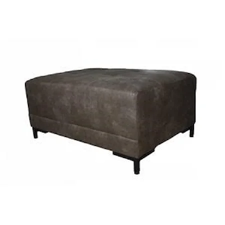 Customizable Rectangular Cocktail Ottoman with a Biscuit Tufted Top and Metal Legs