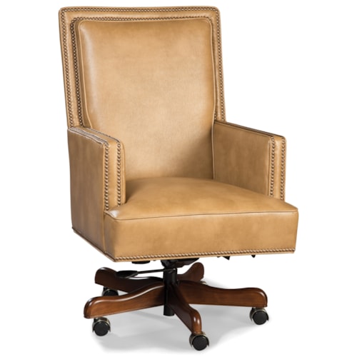 Traditional Rolling Executive Chair with Nailhead Trim