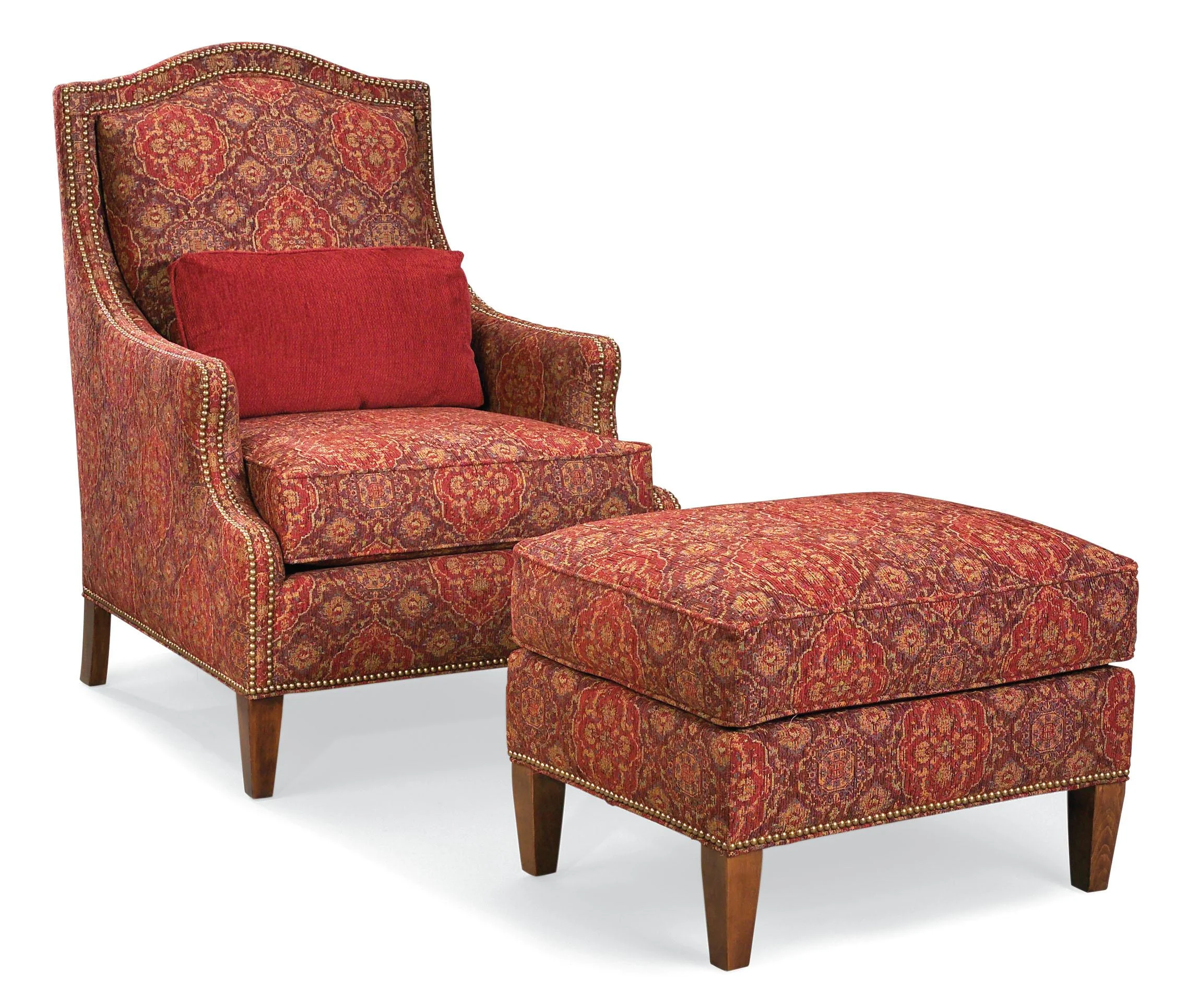 Fairfield Chairs 149101x1+149120x1 Chair and Ottoman with Nailhead Trim and Wood Legs Simon