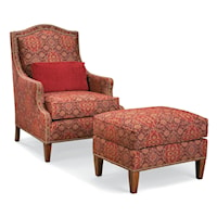 Chair and Ottoman with Nailhead Trim and Wood Legs