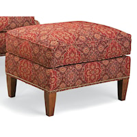 Ottoman with Nailhead Trim and Wood Legs