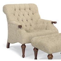 Exposed Wood Chair with Button-Tufting