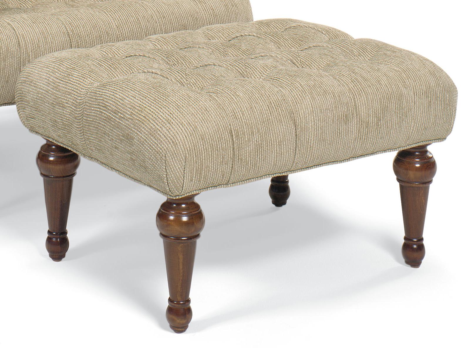 Fairfield Chairs 972174128 ButtonTufted Ottoman with Turned Wood Legs