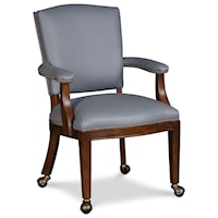 Upholstered Exposed Wood Chair with Nailhead Trim and Casters