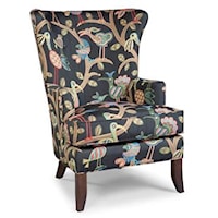 Contemporary Wing Chair with Exposed Wood Legs