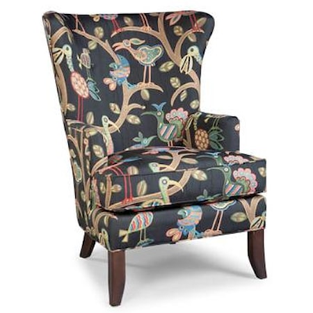 Contemporary Wing Chair with Exposed Wood Legs