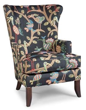 Contemporary Wing Chair with Exposed Wood Legs