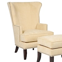 Contemporary Wing Chair with Exposed Wood Legs