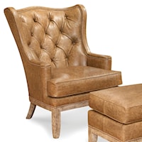 Tufted Wing Chair with Nailhead Trim