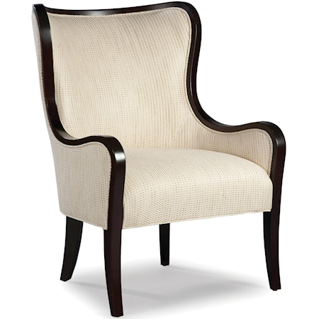 Upholstered Wing Chair with Exposed Wood